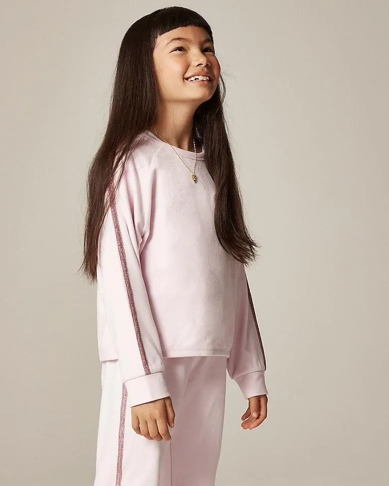Girls' cozy rib sweatshirt with glitter stripe