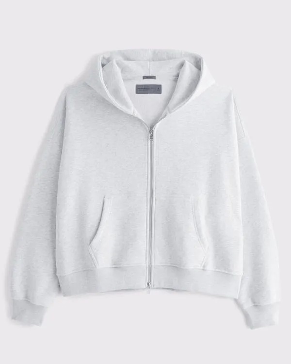 Cropped Essential Full-Zip Hoodie