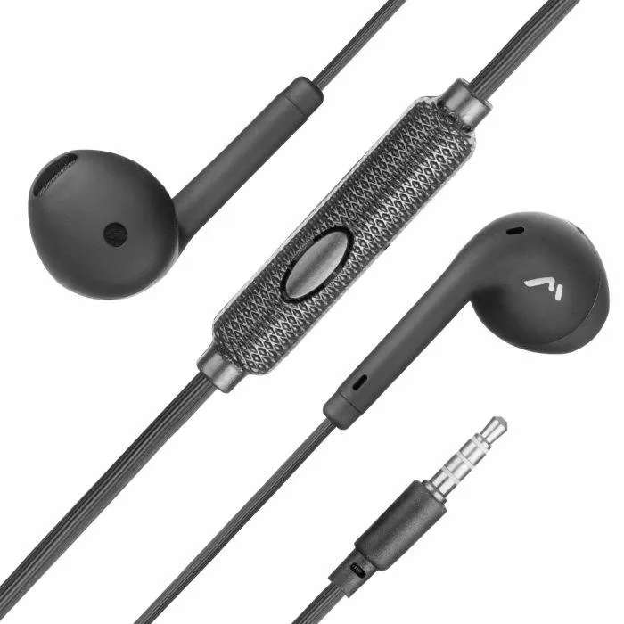 Audifonos alámbricos manos libres con acabado rubber, negro