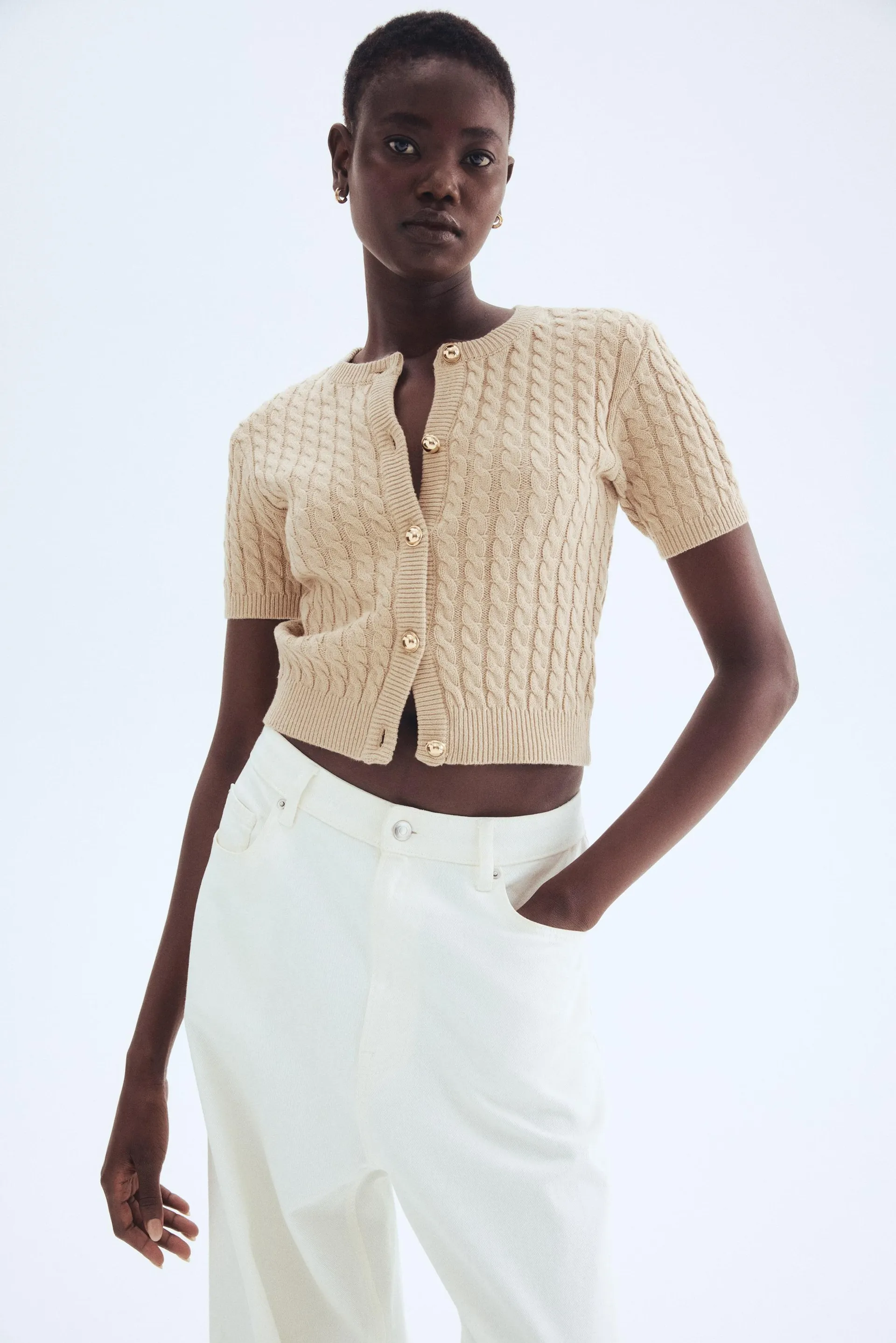 Cárdigan en tejido trenzado