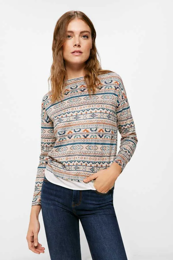 Playera estampada bimateria