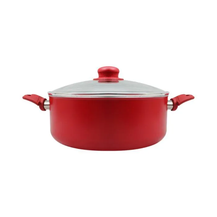 Cacerola 24 cm con tapa aluminio prensado con antiadherente rojo Termoli