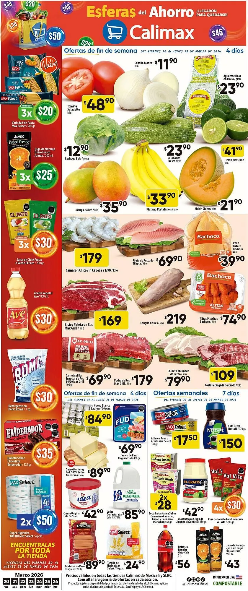 Catálogo de Folleto Calimax 20 de marzo al 23 de marzo 2026 - Pagina 1
