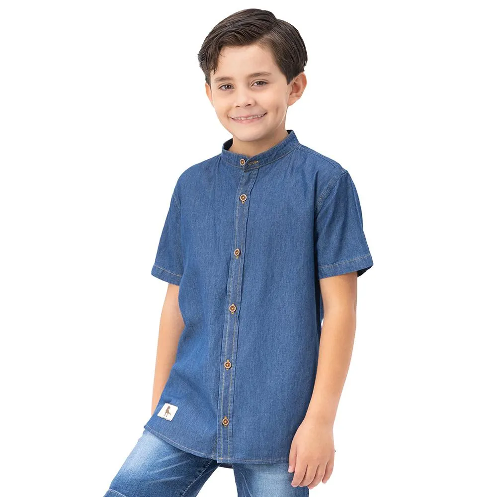 Camisa Hummo Niño Mezclilla Con Cuello Mao
