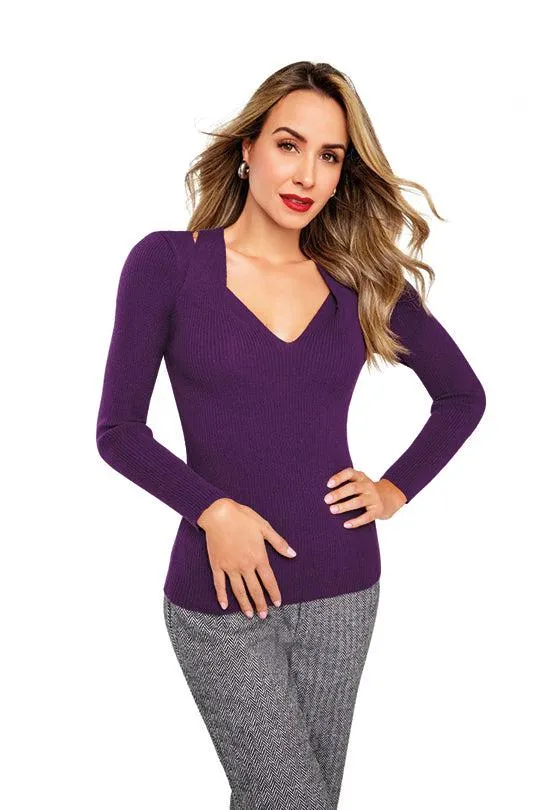 BLUSA MORADO DE PUNTO CON ESCOTE 91407