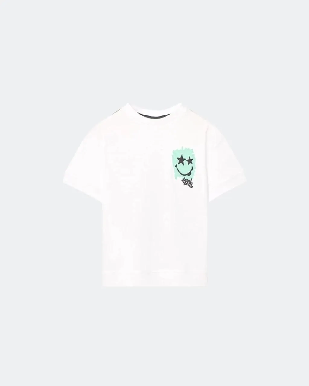 Playera blanca con estampado NEVER LOOK BACK