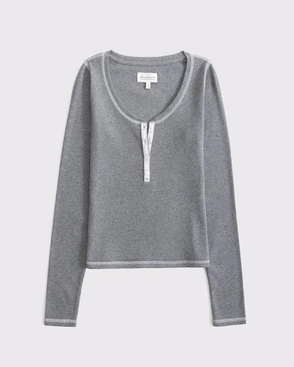 Long-Sleeve Rib Henley