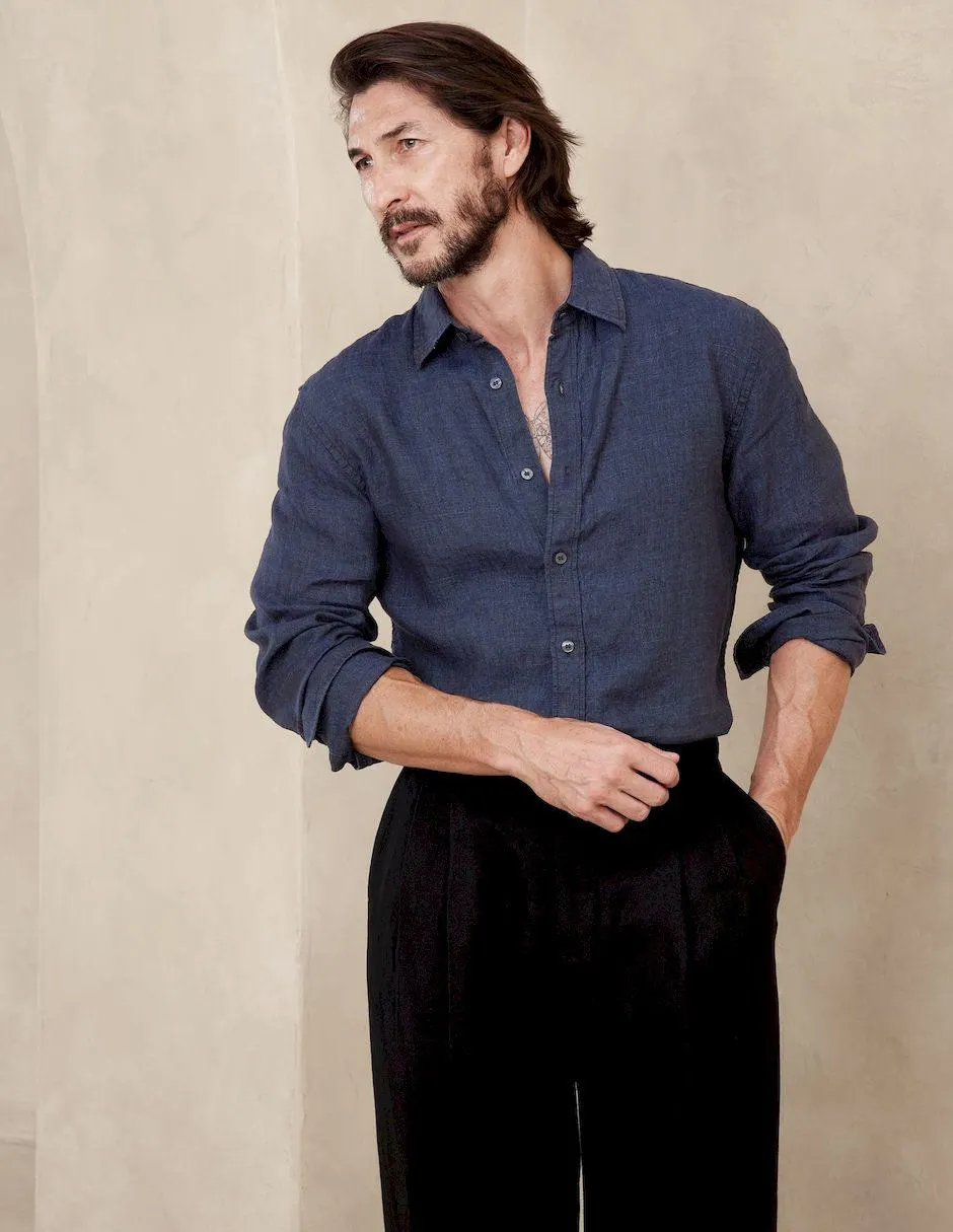 Camisa casual de algodón manga larga para hombre