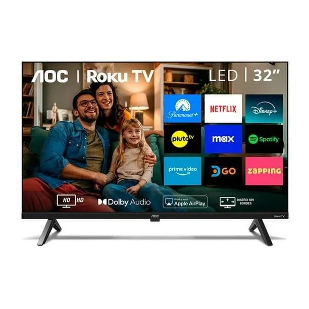 Smart TV AOC 32 Pulgadas LED HD Roku TV 32S5045 - Compatible con Alexa, Google Home, Airplay