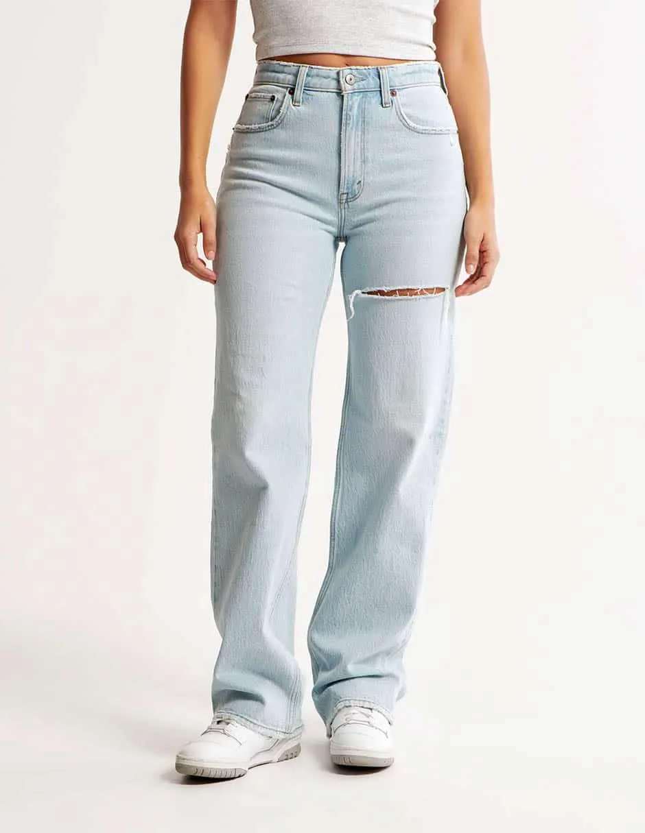 Jeans relajado Abercrombie & Fitch corte cintura para mujer
