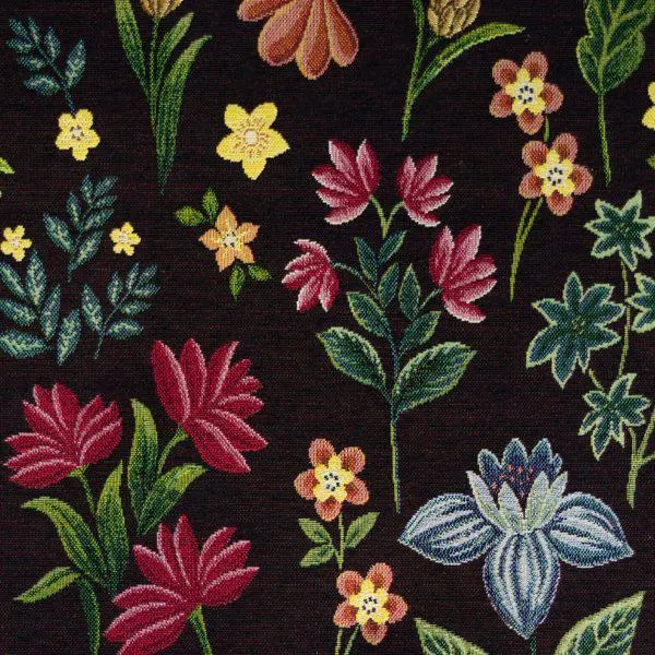 Gobelino Algodon- negro flores