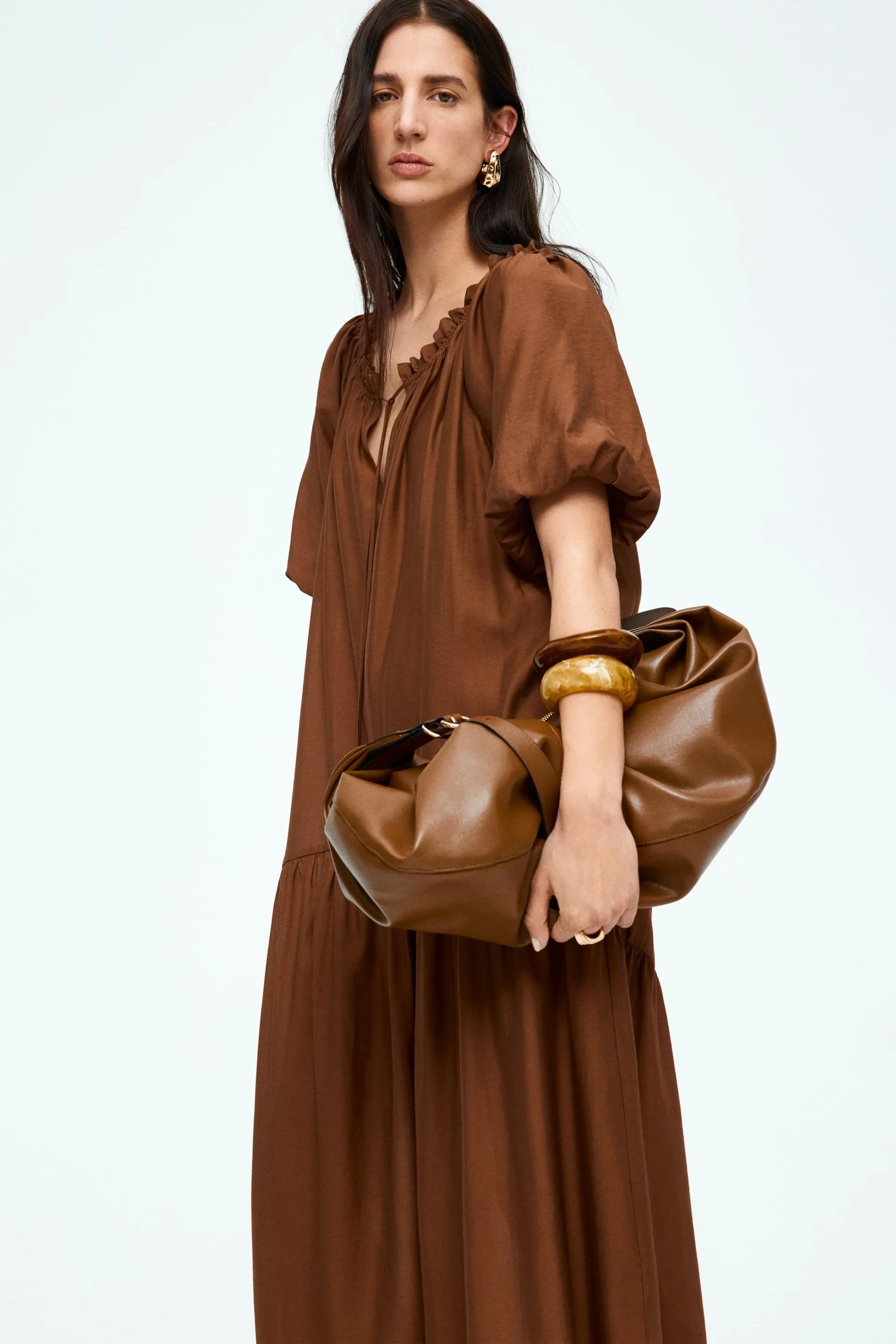 Drawstring-detail dress