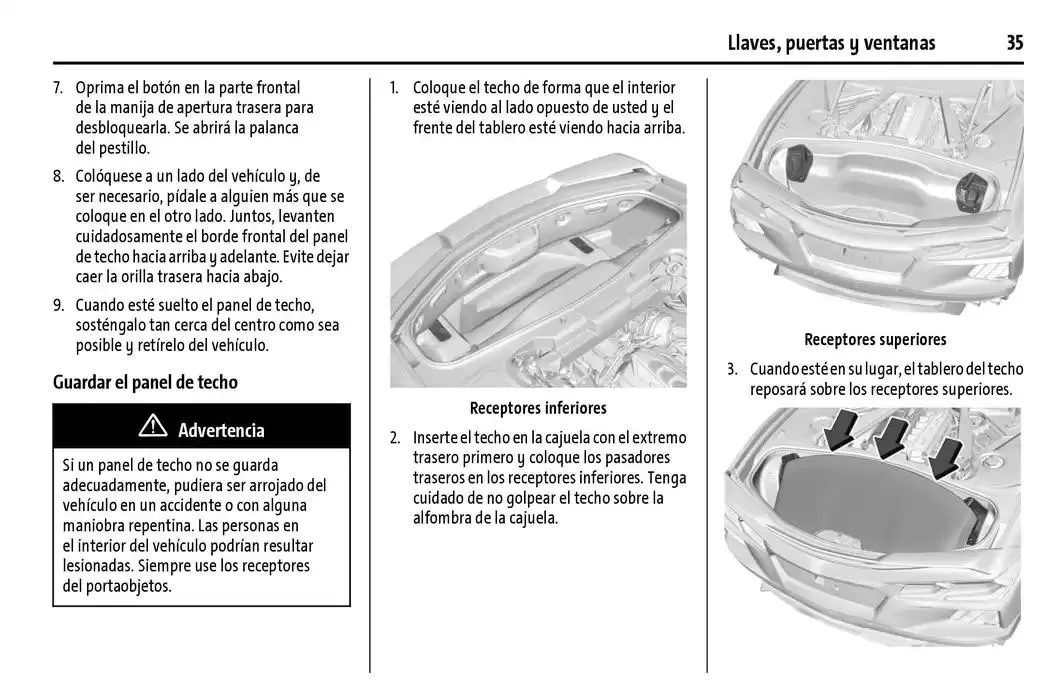 Catálogo de Chevrolet Corvette Stingray Manual del propietario 22 de enero al 31 de diciembre 2025 - Pagina 36