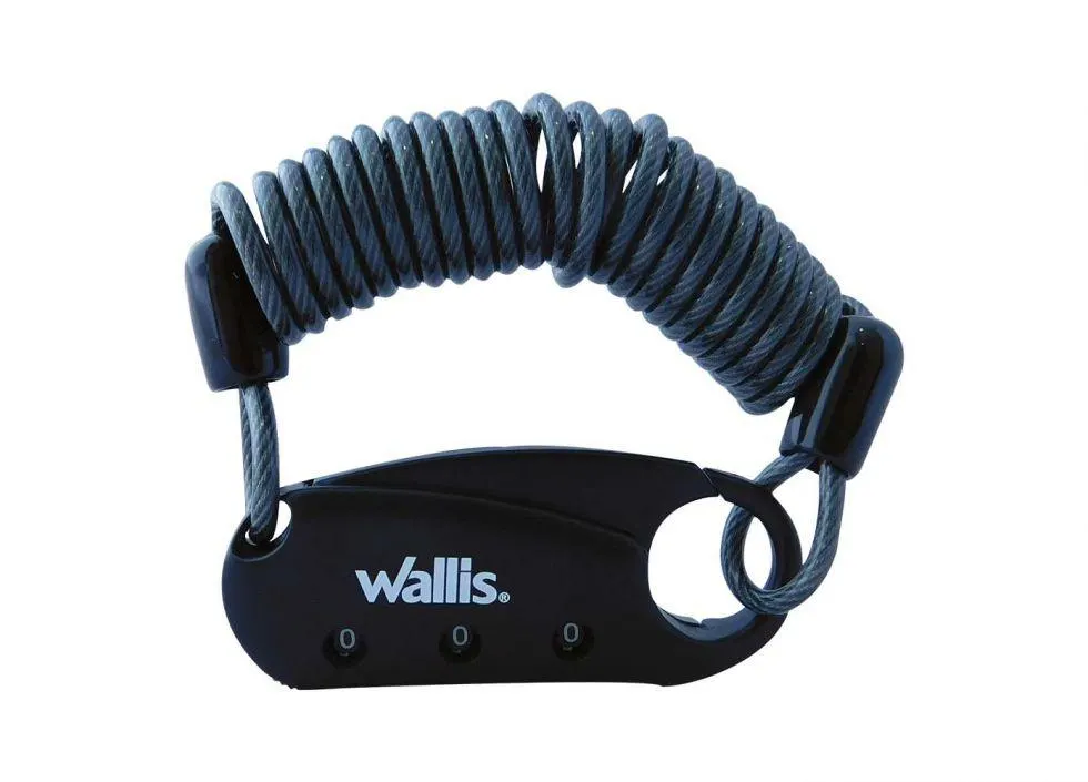 Candado de combinación con gancho y cable, combinación 3 discos, negro