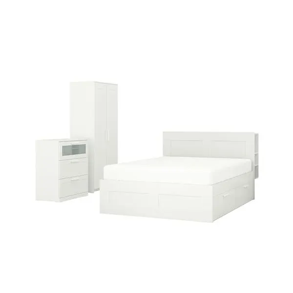 Muebles para recámara, 3 piezas, blanco,