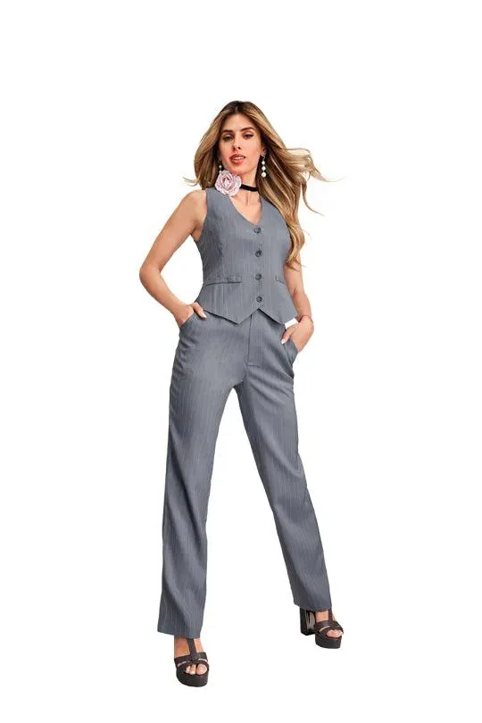 Pantalón gris con linea diplomática 99180