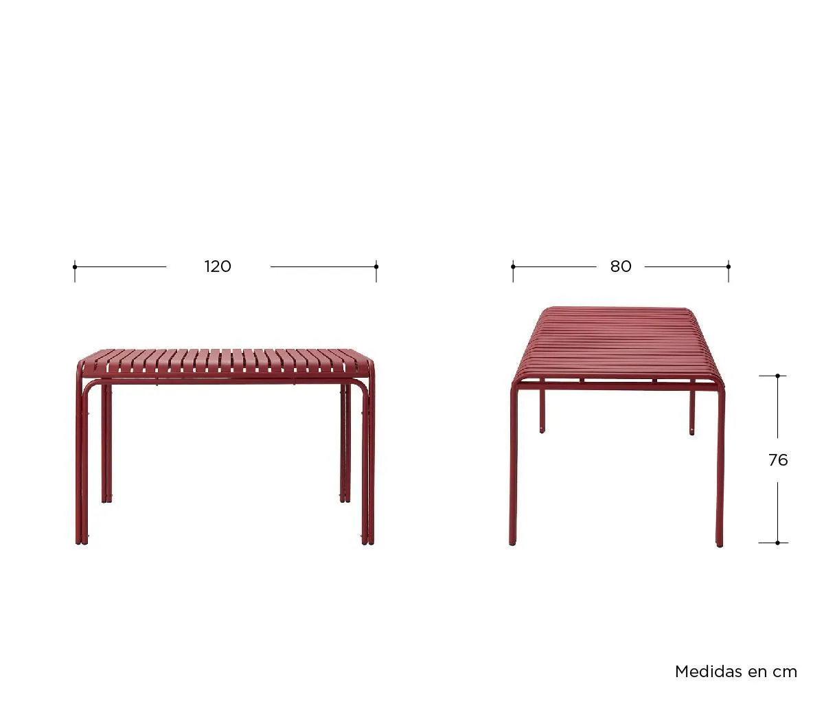 Mesa para exterior Bastos 120 cm - Rojo