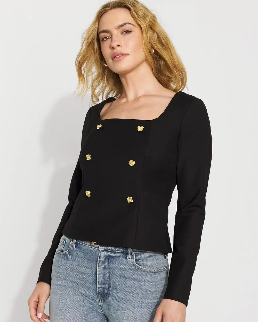 Button-Front Tailored Top