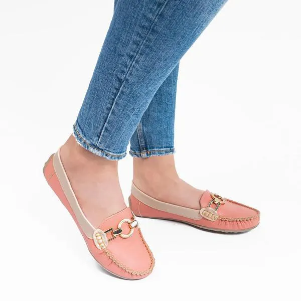 023407 Mocasǟ¶ðn Con Hebilla Dorada De Piel Acojinado