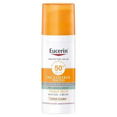 Eucerin sun Anti-Brillo Protector Solar Facial FPS 50+ Con Color Tono Claro
