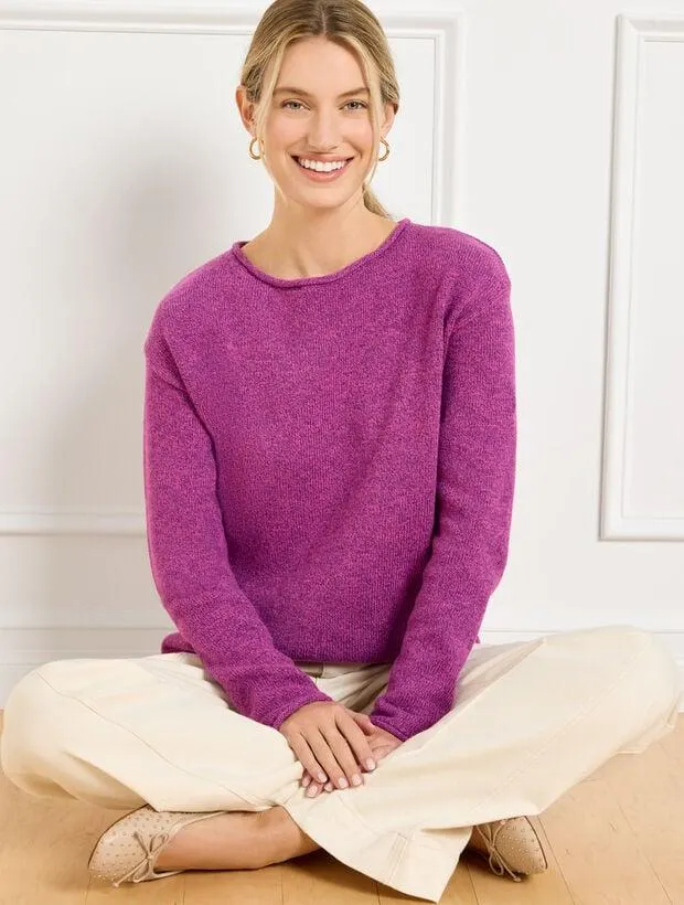 Chunky Knit Roll Neck Sweater - Marl