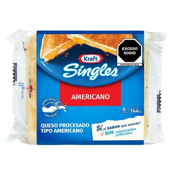 Queso Kraft fundido tipo americano 144 g