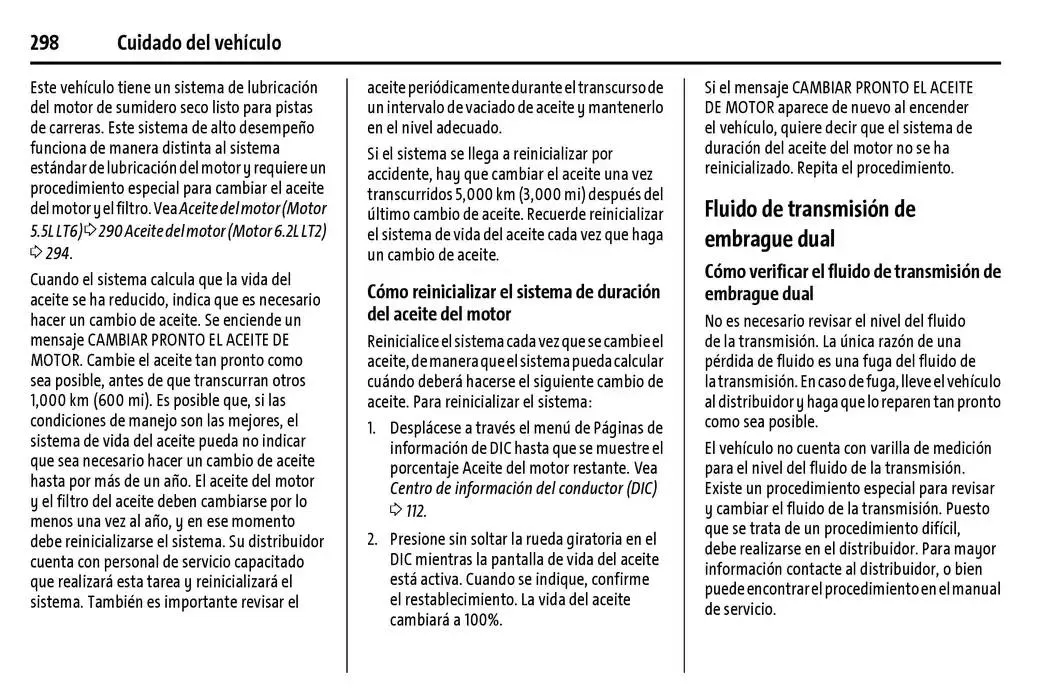 Catálogo de Chevrolet Corvette Stingray Manual del propietario 22 de enero al 31 de diciembre 2025 - Pagina 299