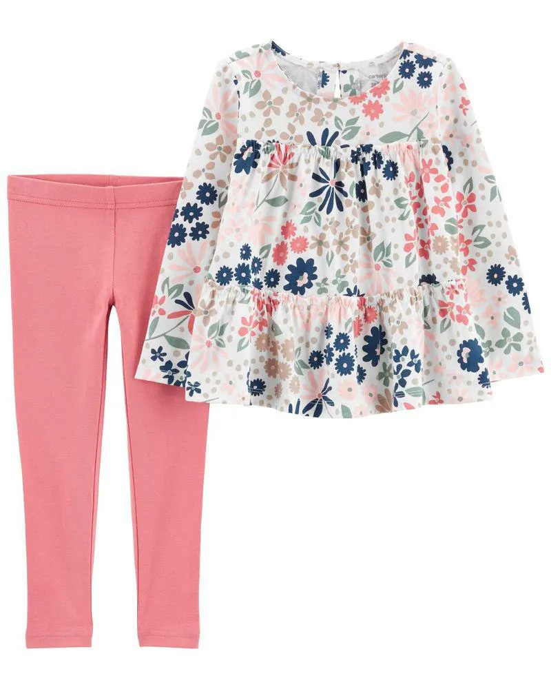 Conjunto De 2 Piezas De Blusa Y Leggings De Flores Carter's