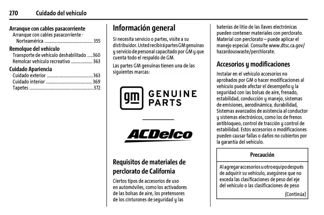 Catálogo de Chevrolet Corvette Stingray Manual del propietario 22 de enero al 31 de diciembre 2025 - Pagina 271