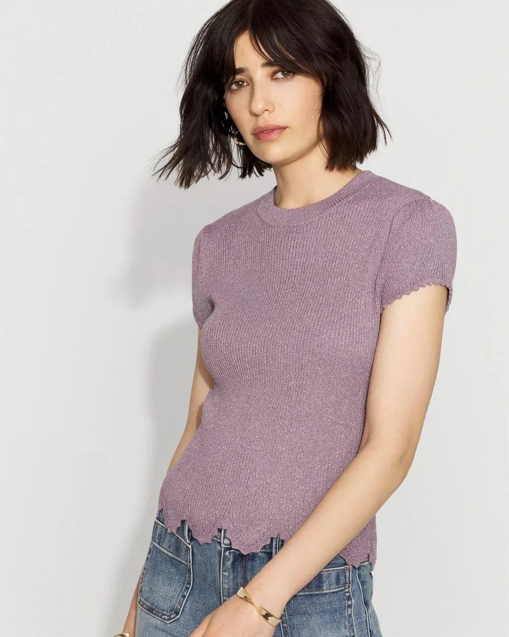 Scalloped Shimmer Sweater