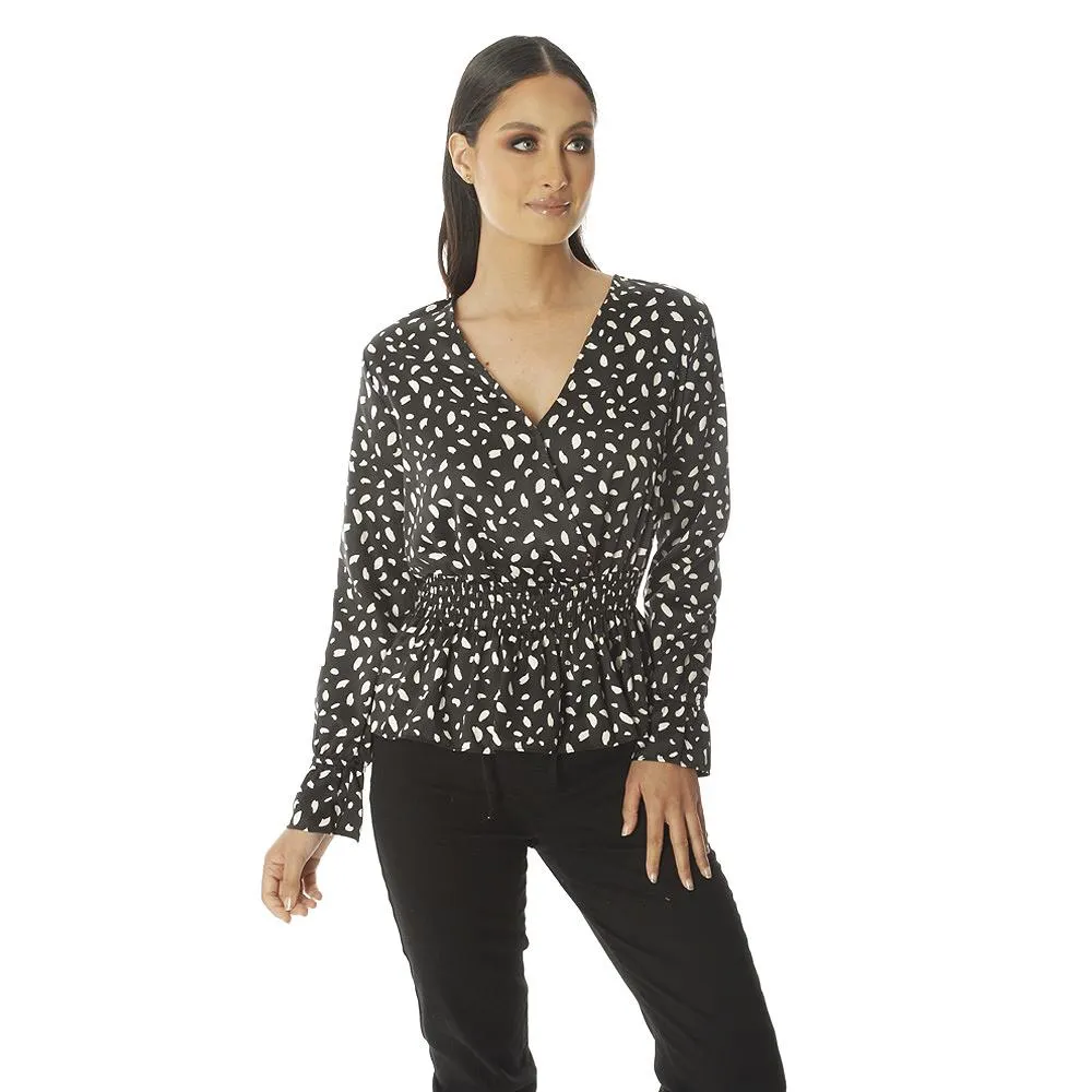 Blusa Red Sky Full Print con Escote Cruzado