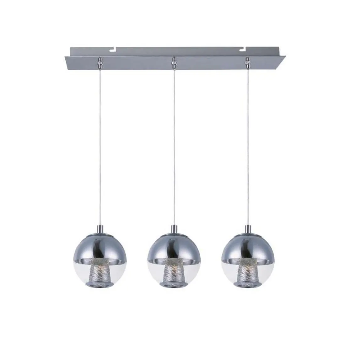 Lámpara led colgante Cromo Pulido 3 luces LED