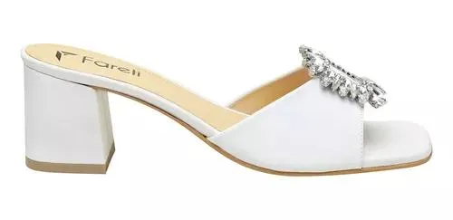 Sandalias Dama Tacón Bajito Para Mujer Havanna Blanco Fareli