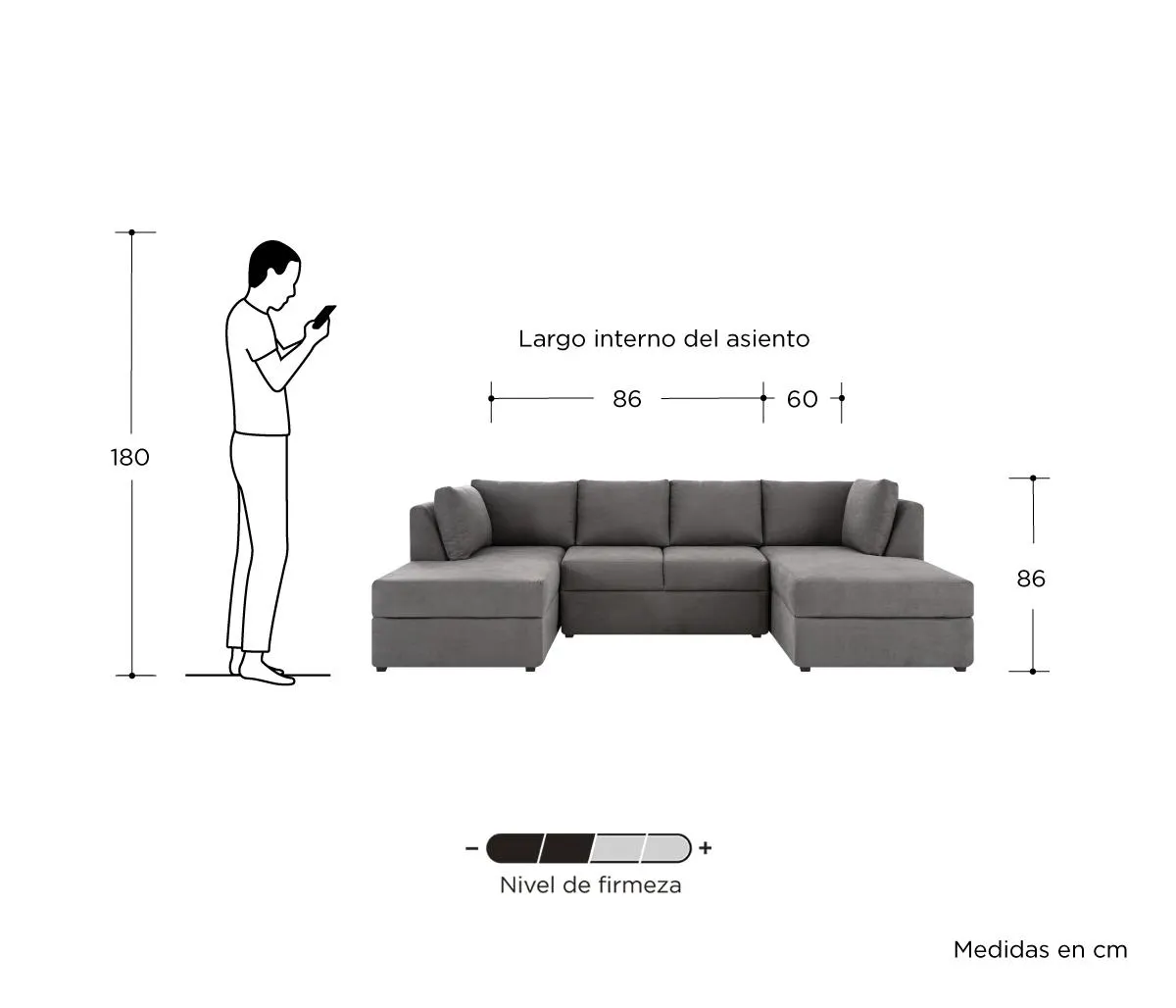 Sala modular 4 cuerpos Amil - Taupe