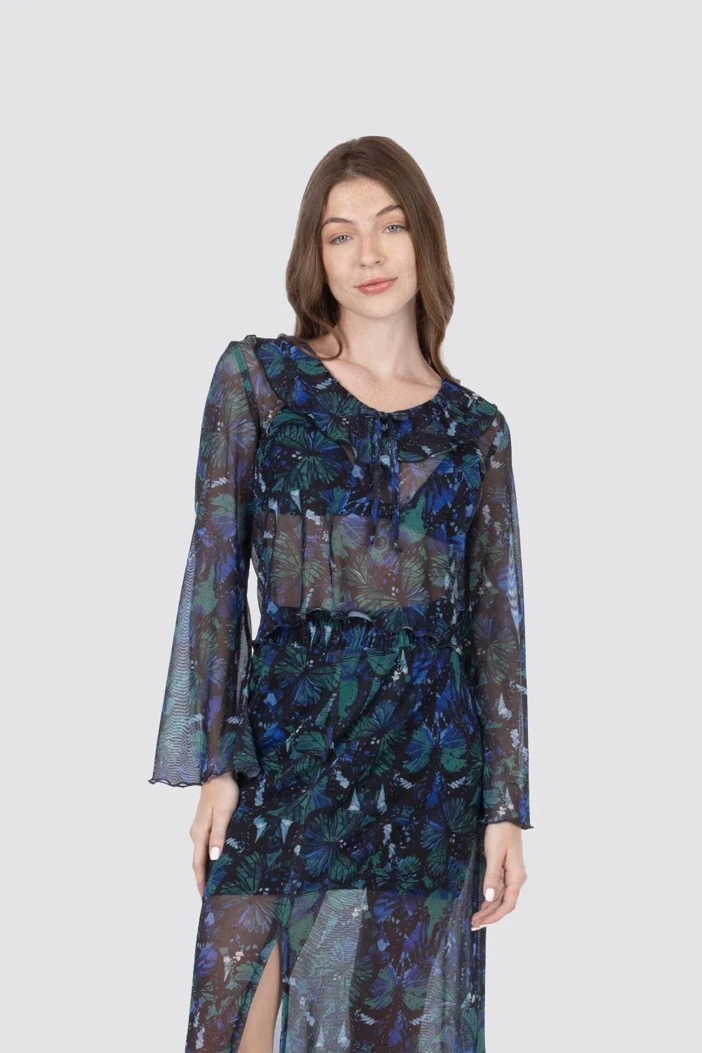 Blusa mesh manga larga