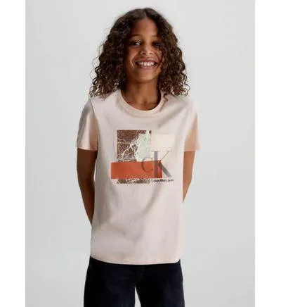 Playera Calvin Klein Boxy Niña Rosa