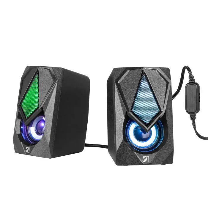 Bocinas multimedia 3 W x 2RMS con iluminación led RGB