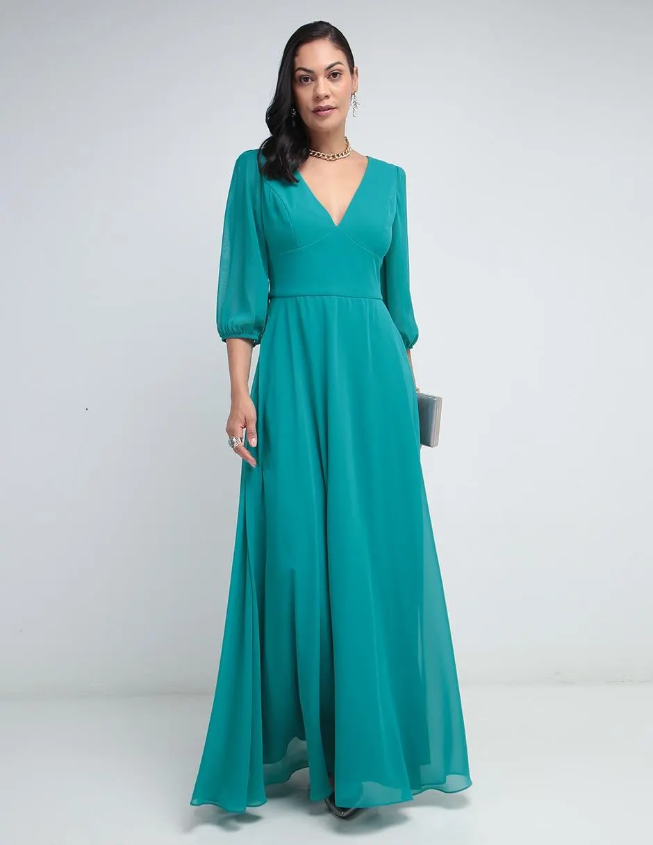 Vestido maxi de fiesta Damaia Atelier escote V