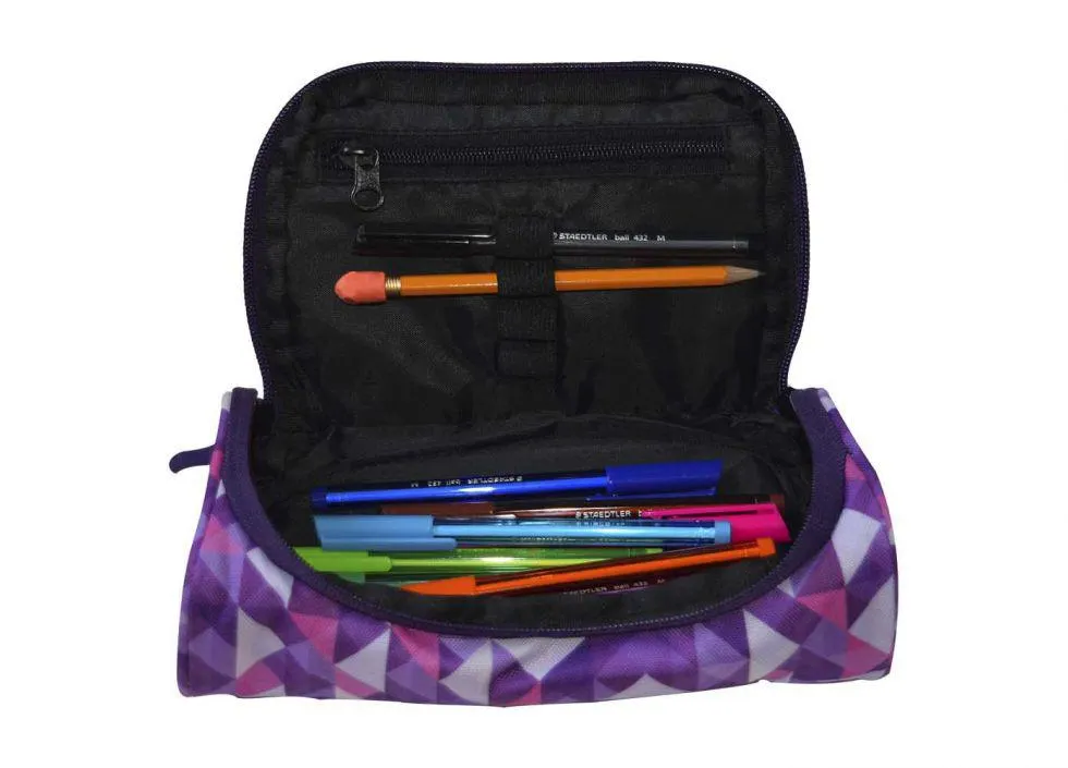 Estuche multiusos morado con rosa