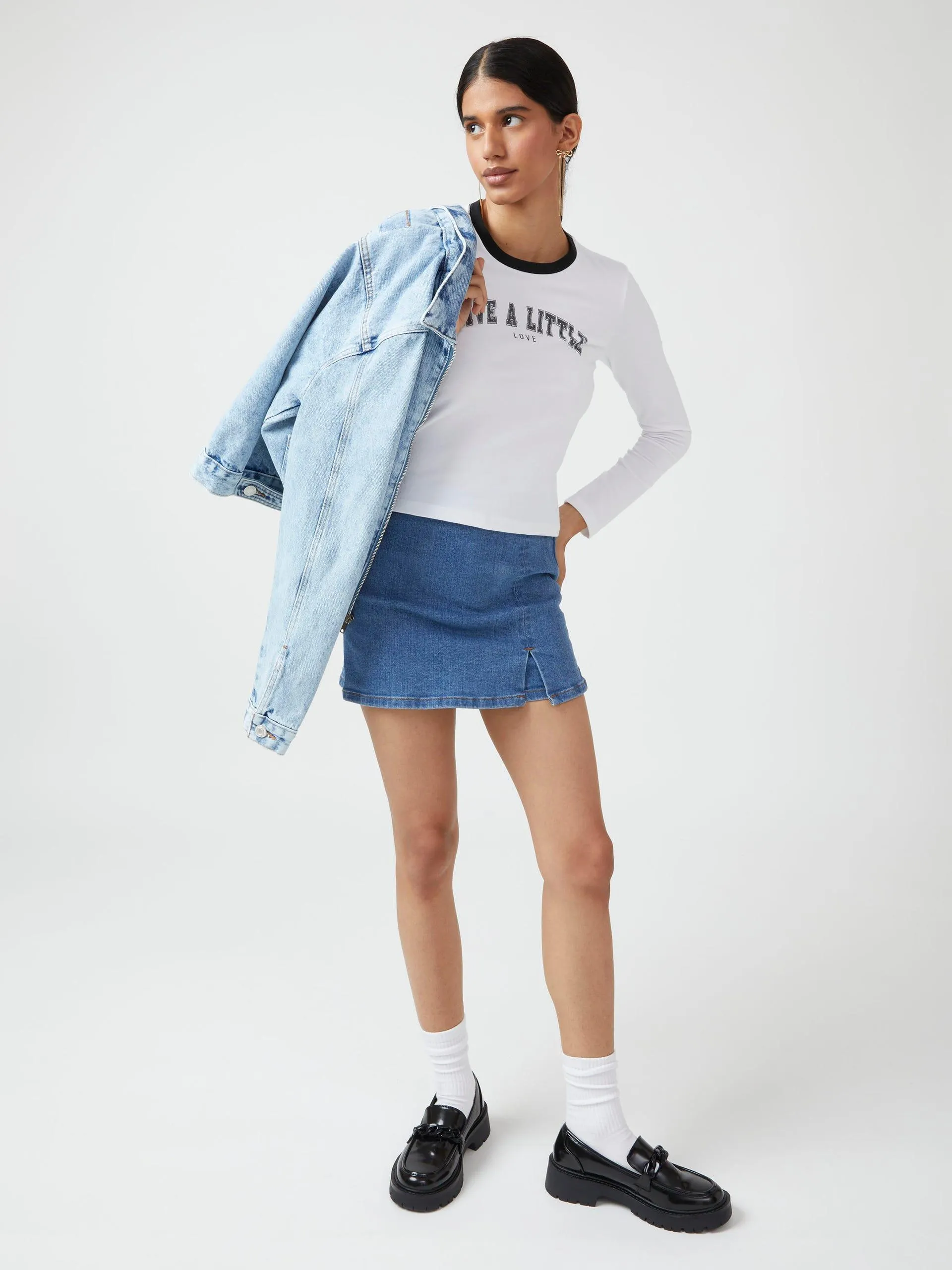 Chamarra Mezclilla con Bolsillos Delanteros Azul