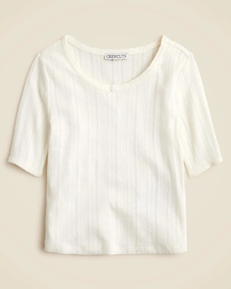 Girls' short-sleeve pointelle T-shirt