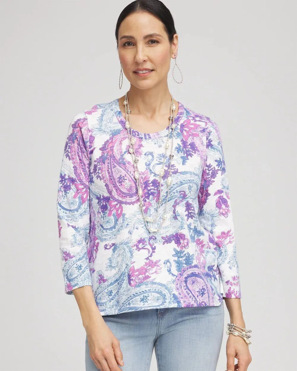 Paisley Slub Scoop Neck Tee