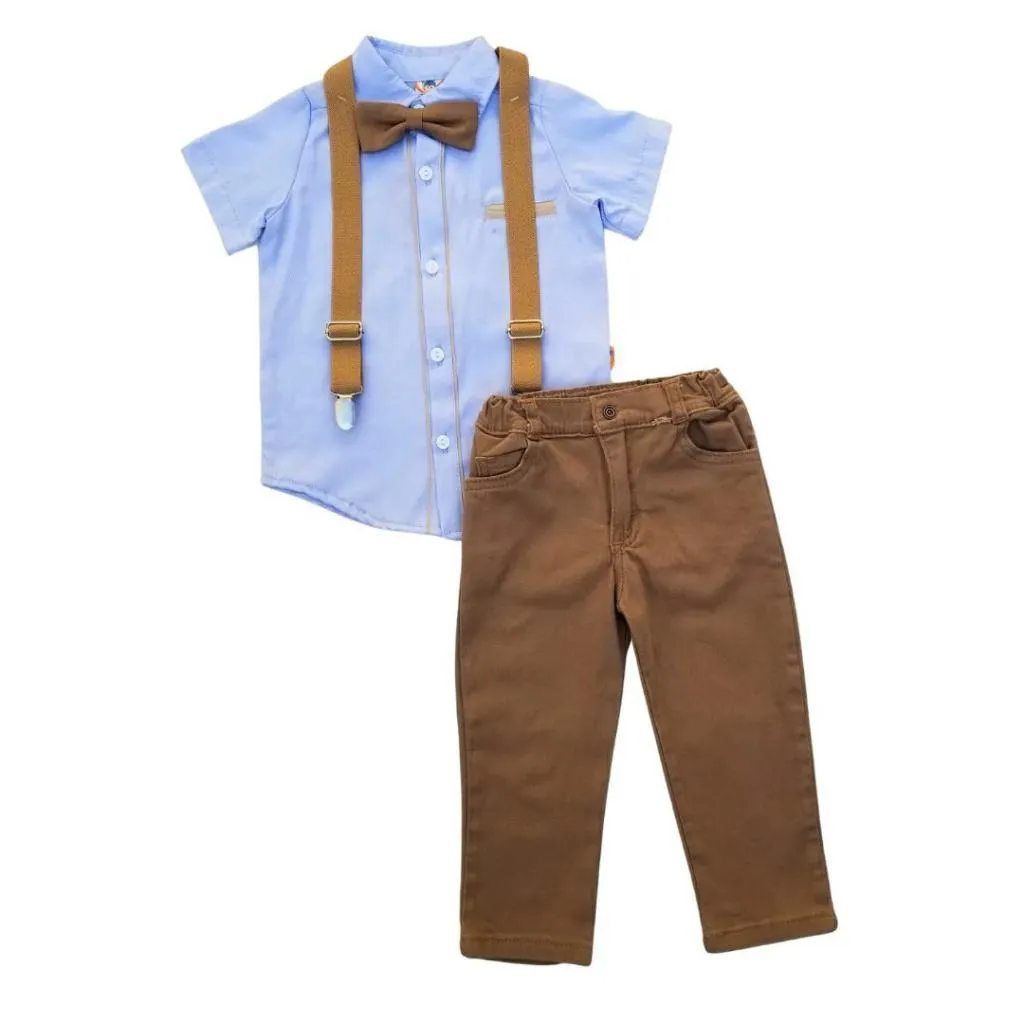 Conjunto de 4 piezas con tirantes y moño