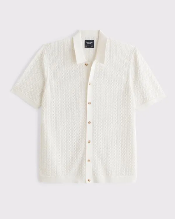 Cable Button-Through Sweater Polo