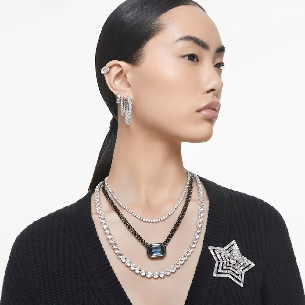 Colgante Millenia, Talla octogonal, Azul, Recubrimiento en rutenio