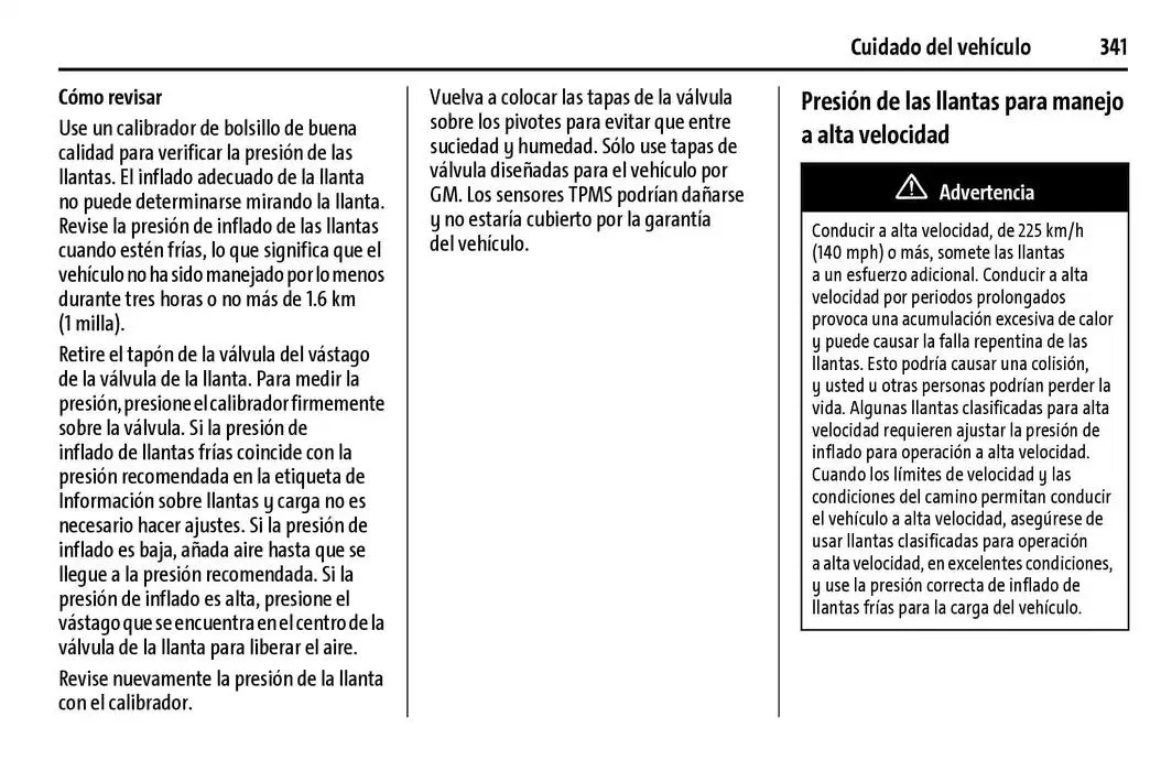 Catálogo de Chevrolet Corvette Stingray Manual del propietario 22 de enero al 31 de diciembre 2025 - Pagina 342