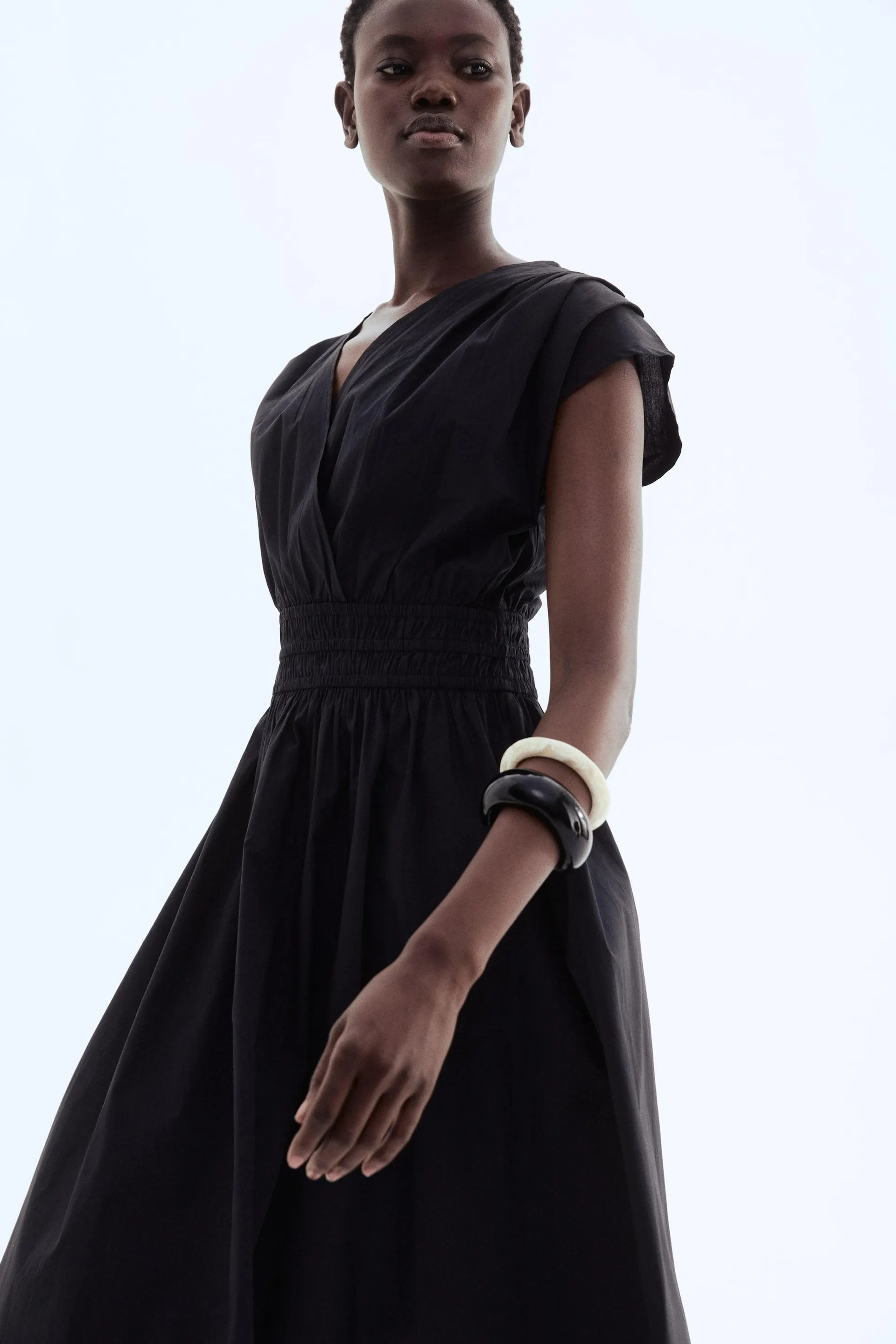 Vestido de algodón con punto smock