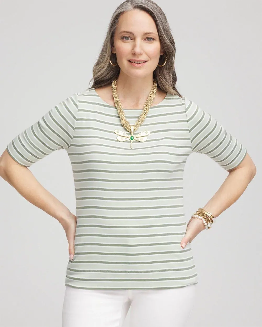 Striped Pima Bateau-Neck Tee