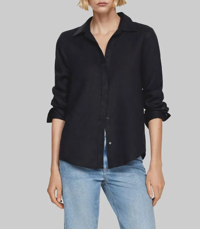 Camisa de lino manga larga Mujer