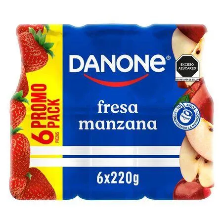 Yoghurt Danone Bebible con Fresa y Manzana 6 piezas de 220 gr c/u